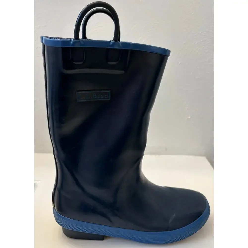 L.L.Bean Kids' Puddle Stompers Rain Boot Blue Size 3 Waterproof Outdoors